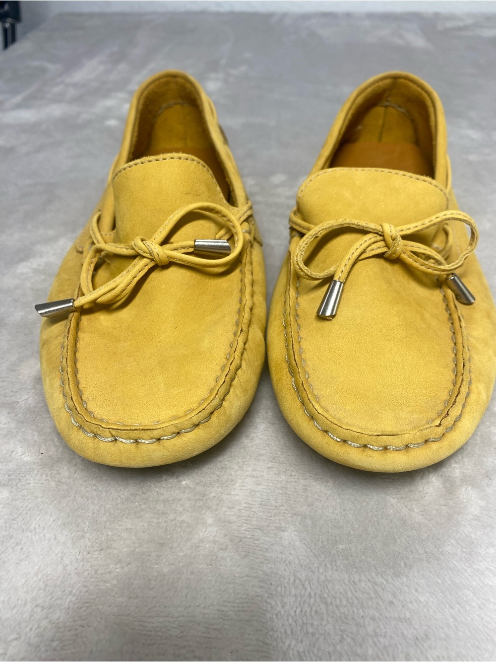 Mercanti Fiorentini Yellow Suede Moccasin Driving Loafers
